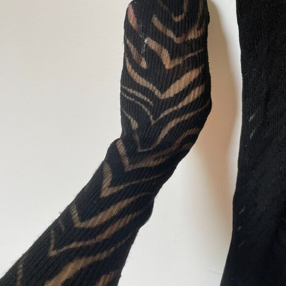 Helmet Lang sheer tiger-stripe knit top, size S - Picture 2 of 3